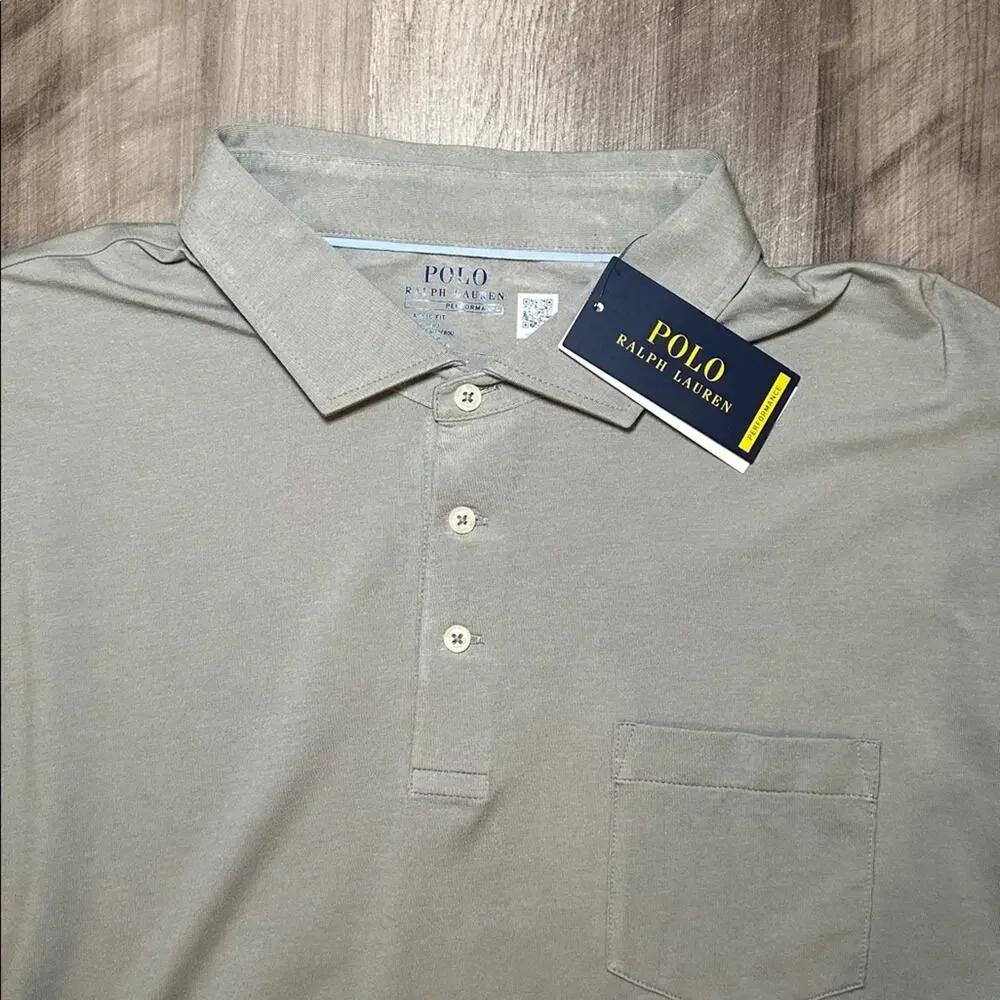 Polo Ralph Lauren Performance Classic Fit Grey Long Sleeve Golf Polo - XL
